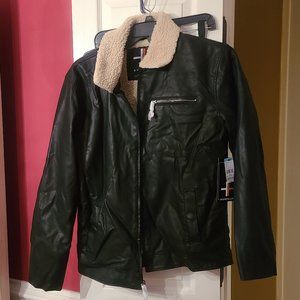 Men's Faux Leather Jacket Faux Fur lining New